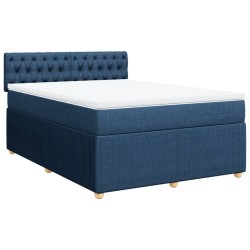 Boxspringbett mit Matratze Blau 140x190 cm Stoff