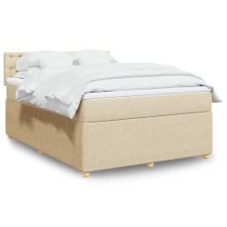 Boxspringbett mit Matratze Creme 140x190 cm Stoff