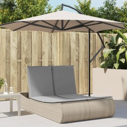 Doppel-Sonnenliege mit Auflagen Beige Poly Rattan