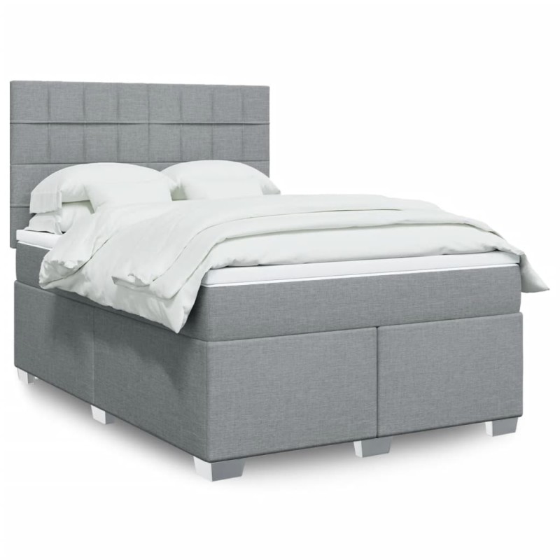 Boxspringbett mit Matratze Hellgrau 140x190 cm Stoff