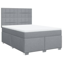 Boxspringbett mit Matratze Hellgrau 140x190 cm Stoff