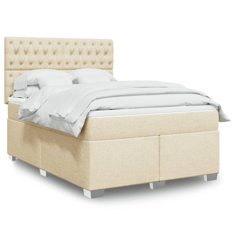 Boxspringbett mit Matratze Creme 140x190 cm Stoff