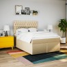 Boxspringbett mit Matratze Creme 140x190 cm Stoff