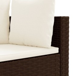 4-tlg. Garten-Sofagarnitur mit Kissen Braun Poly Rattan