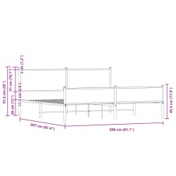 Metallbett ohne Matratze Braun Eichen-Optik 200x200 cm