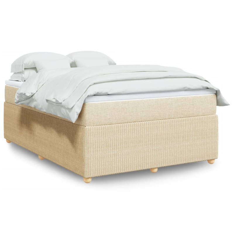 Boxspringbett mit Matratze Creme 140x190 cm Stoff