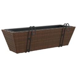 Pflanzkübel mit Haken 2 Stk. Braun Poly Rattan