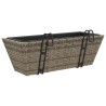 Pflanzkasten mit Haken 2 Stk. Grau Poly Rattan