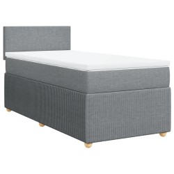 Boxspringbett mit Matratze Hellgrau 100x200 cm Stoff