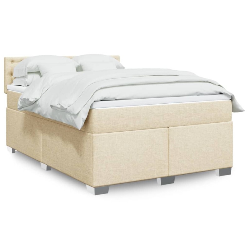 Boxspringbett mit Matratze Creme 160x200 cm Stoff