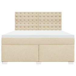 Boxspringbett mit Matratze Creme 180x200 cm Stoff