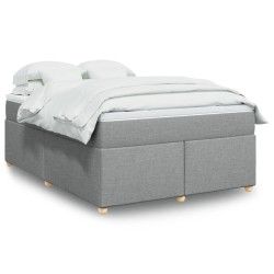 Boxspringbett mit Matratze Hellgrau 140x190 cm Stoff