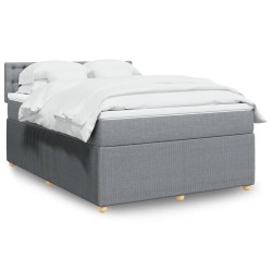 Boxspringbett mit Matratze Hellgrau 140x190 cm Stoff