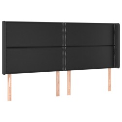 LED Kopfteil Schwarz 183x16x118/128 cm Kunstleder