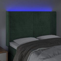 LED Kopfteil Dunkelgrün 147x16x118/128 cm Samt