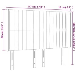 LED Kopfteil Dunkelgrau 147x16x118/128 cm Stoff