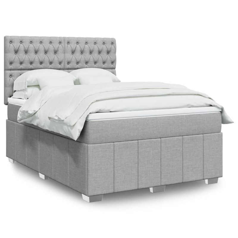 Boxspringbett mit Matratze Hellgrau 140x190 cm Stoff