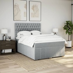 Boxspringbett mit Matratze Hellgrau 140x190 cm Stoff