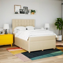 Boxspringbett mit Matratze Creme 140x190 cm Stoff