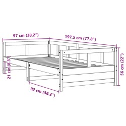 Tagesbett Natur 90x190 cm Massivholz Kiefer