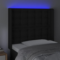 LED Kopfteil Schwarz 83x16x118/128 cm Kunstleder