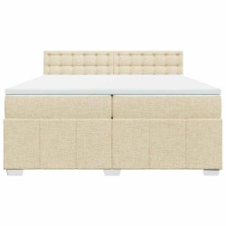 Boxspringbett mit Matratze Creme 200x200 cm Stoff