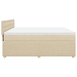 Boxspringbett mit Matratze Creme 180x200 cm Stoff