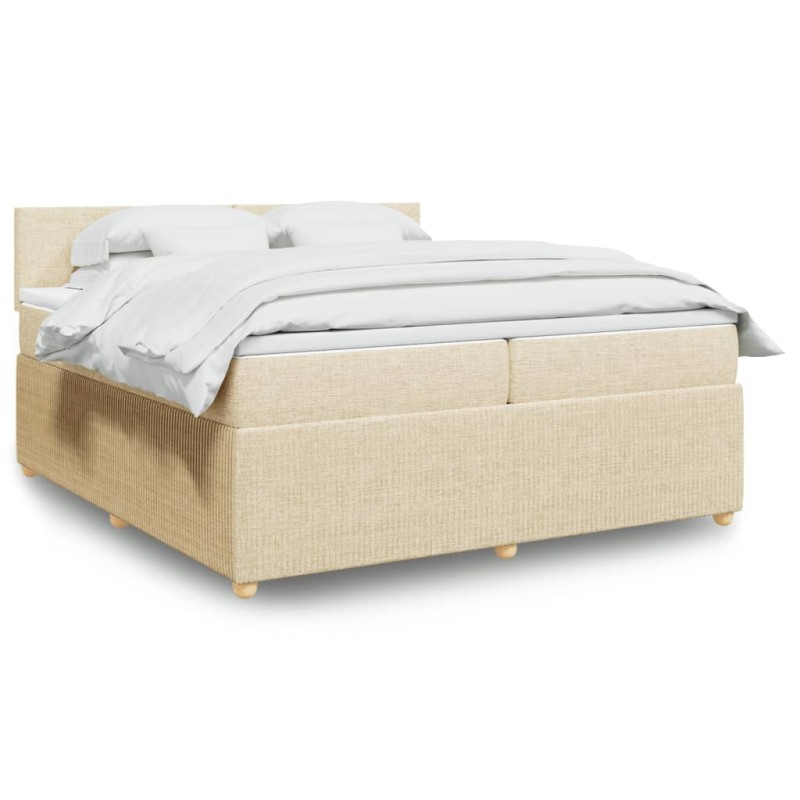 Boxspringbett mit Matratze Creme 200x200 cm Stoff