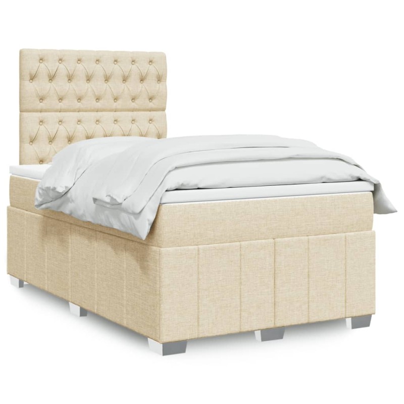 Boxspringbett mit Matratze Creme 120x190 cm Stoff