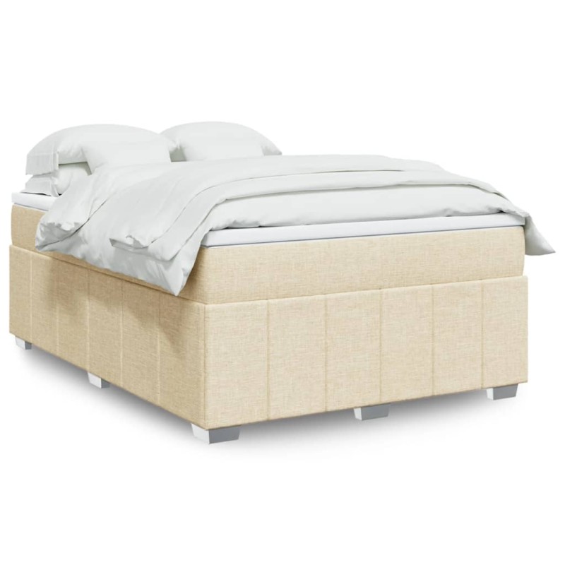 Boxspringbett mit Matratze Creme 140x190 cm Stoff