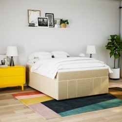 Boxspringbett mit Matratze Creme 140x190 cm Stoff