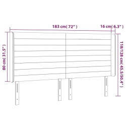 LED Kopfteil Rosa 183x16x118/128 cm Samt