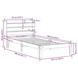 Massivholzbett ohne Matratze Wachsbraun 75x190 cm Kiefernholz