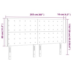 LED Kopfteil Hellgrau 203x16x118/128 cm Samt