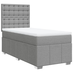 Boxspringbett mit Matratze Hellgrau 90x190 cm Stoff