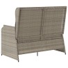 Gartenbank Verstellbar mit Kissen Hellgrau Poly Rattan