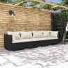 4-tlg. Garten-Lounge-Set mit Auflagen Poly Rattan Schwarz