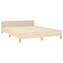 Bettgestell mit Kopfteil Creme 140x190 cm Stoff