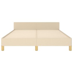 Bettgestell mit Kopfteil Creme 140x190 cm Stoff