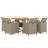 9-tlg. Garten-Essgruppe mit Kissen Poly Rattan Beige