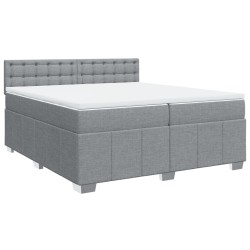 Boxspringbett mit Matratze Hellgrau 200x200 cm Stoff