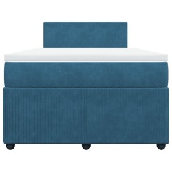 Boxspringbett mit Matratze Blau 120x190 cm Samt