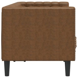 Chesterfield-Sofa 2-Sitzer Braun Kunstleder in Wildleder-Optik