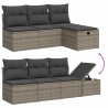 8-tlg. Garten-Sofagarnitur mit Kissen Grau Poly Rattan