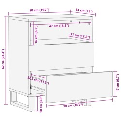 Nachttisch 50x34x62 cm Raues Massives Mangoholz