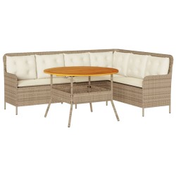 2-tlg. Garten-Sofagarnitur mit Kissen Beige Poly Rattan