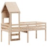 Hochbett mit Dach 75x190 cm Massivholz Kiefer