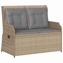 3-tlg. Garten-Lounge-Set mit Kissen Beige Poly Rattan