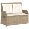 3-tlg. Garten-Lounge-Set mit Kissen Beige Poly Rattan