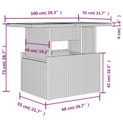 6-tlg. Garten-Sofagarnitur mit Kissen Hellgrau Poly Rattan